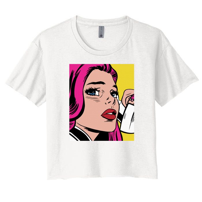 Pop Art Girl Phone Women's Crop Top Tee