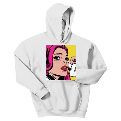 Pop Art Girl Phone Kids Hoodie