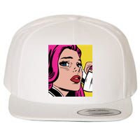 Pop Art Girl Phone Wool Snapback Cap