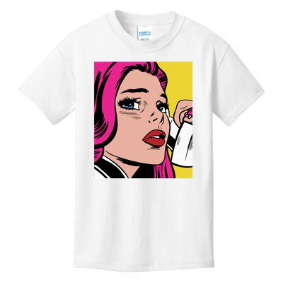 Pop Art Girl Phone Kids T-Shirt