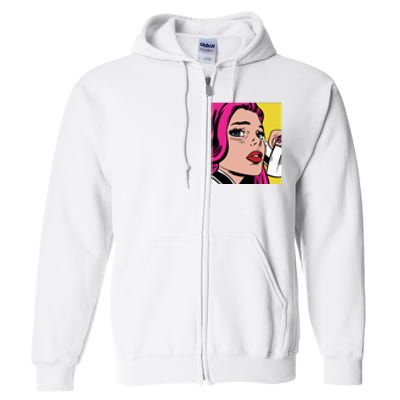 Pop Art Girl Phone Full Zip Hoodie