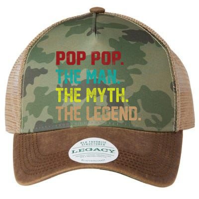 Pop Pop The Man The Myth The Legend Legacy Tie Dye Trucker Hat