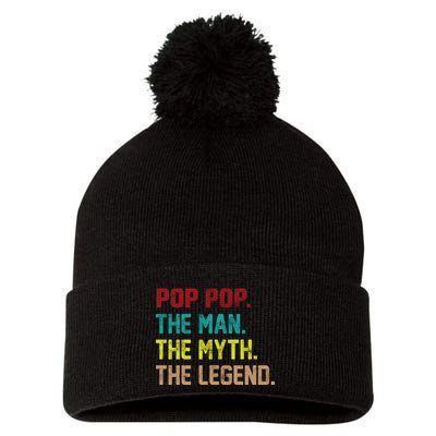 Pop Pop The Man The Myth The Legend Pom Pom 12in Knit Beanie