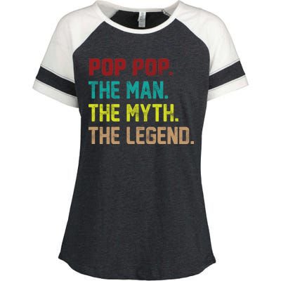 Pop Pop The Man The Myth The Legend Enza Ladies Jersey Colorblock Tee