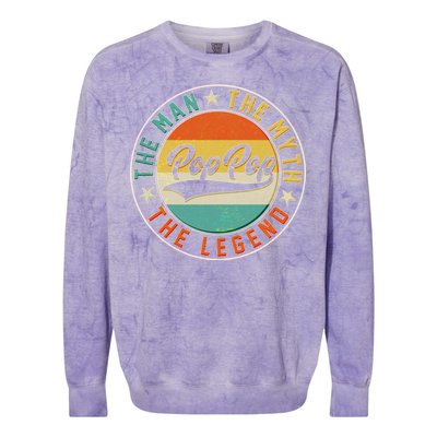 Pop Pop Vintage The Man Myth Legend Emblem Colorblast Crewneck Sweatshirt