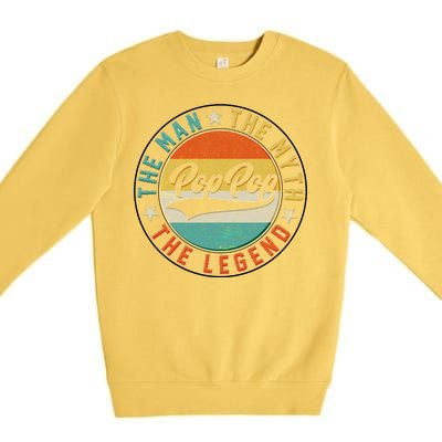 Pop Pop Vintage The Man Myth Legend Emblem Premium Crewneck Sweatshirt