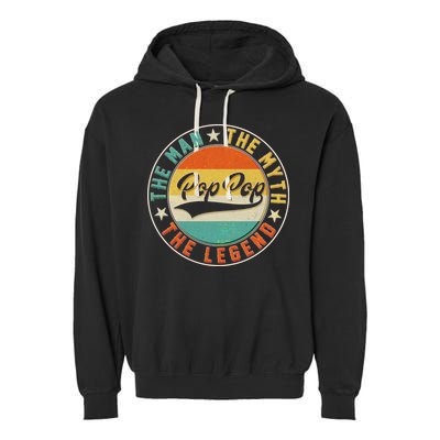 Pop Pop Vintage The Man Myth Legend Emblem Garment-Dyed Fleece Hoodie