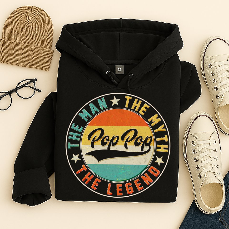 Pop Pop Vintage The Man Myth Legend Emblem Hoodie