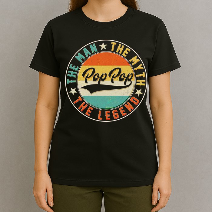 Pop Pop Vintage The Man Myth Legend Emblem T-Shirt