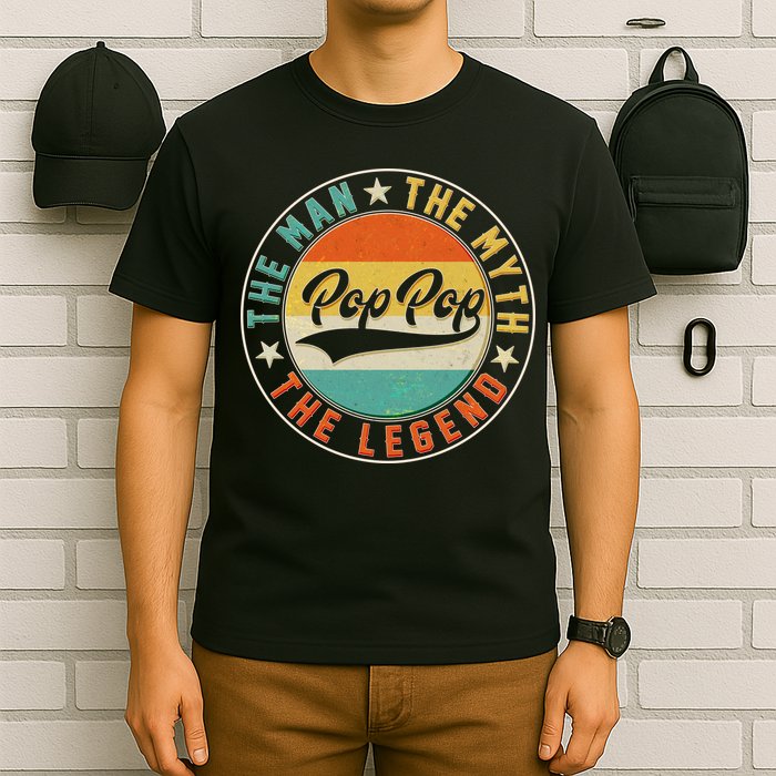 Pop Pop Vintage The Man Myth Legend Emblem T-Shirt