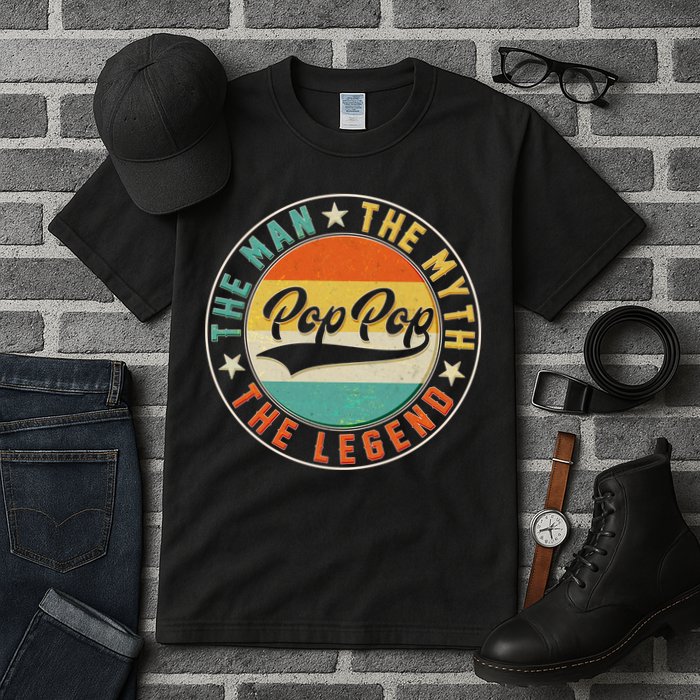 Pop Pop Vintage The Man Myth Legend Emblem Tall T-Shirt
