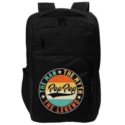 Pop Pop Vintage The Man Myth Legend Emblem Impact Tech Backpack