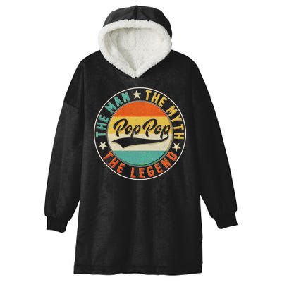 Pop Pop Vintage The Man Myth Legend Emblem Hooded Wearable Blanket