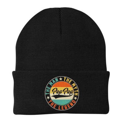 Pop Pop Vintage The Man Myth Legend Emblem Beanie