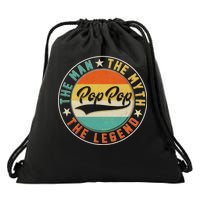 Pop Pop Vintage The Man Myth Legend Emblem Drawstring Bag