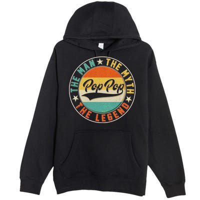Pop Pop Vintage The Man Myth Legend Emblem Premium Pullover Hoodie