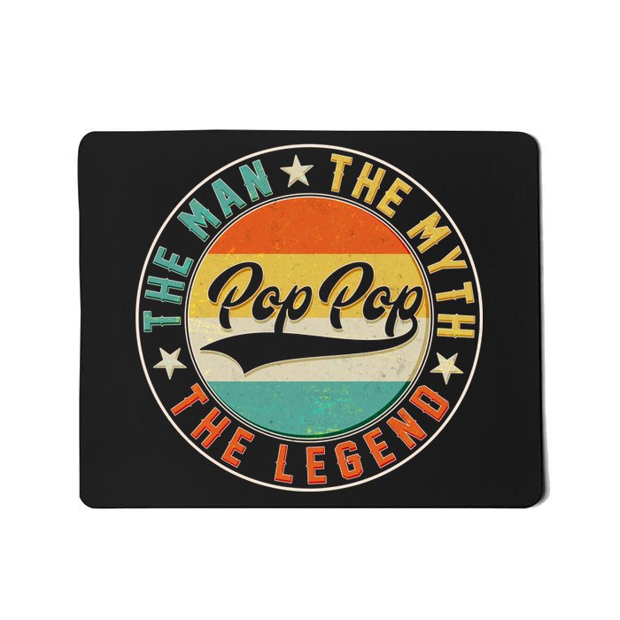 Pop Pop Vintage The Man Myth Legend Emblem Mousepad