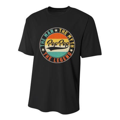 Pop Pop Vintage The Man Myth Legend Emblem Youth Performance Sprint T-Shirt