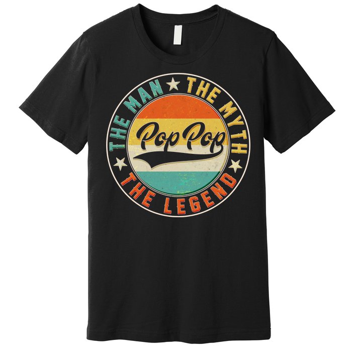 Pop Pop Vintage The Man Myth Legend Emblem Premium T-Shirt