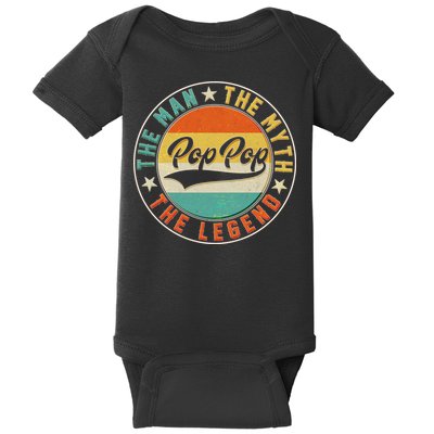 Pop Pop Vintage The Man Myth Legend Emblem Baby Bodysuit