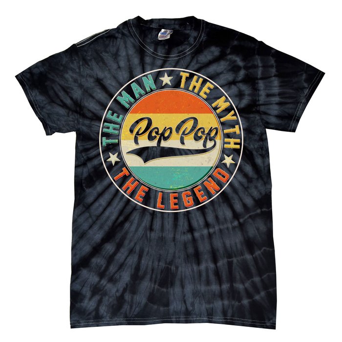 Pop Pop Vintage The Man Myth Legend Emblem Tie-Dye T-Shirt