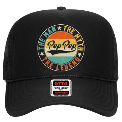 Pop Pop Vintage The Man Myth Legend Emblem Trucker Hat