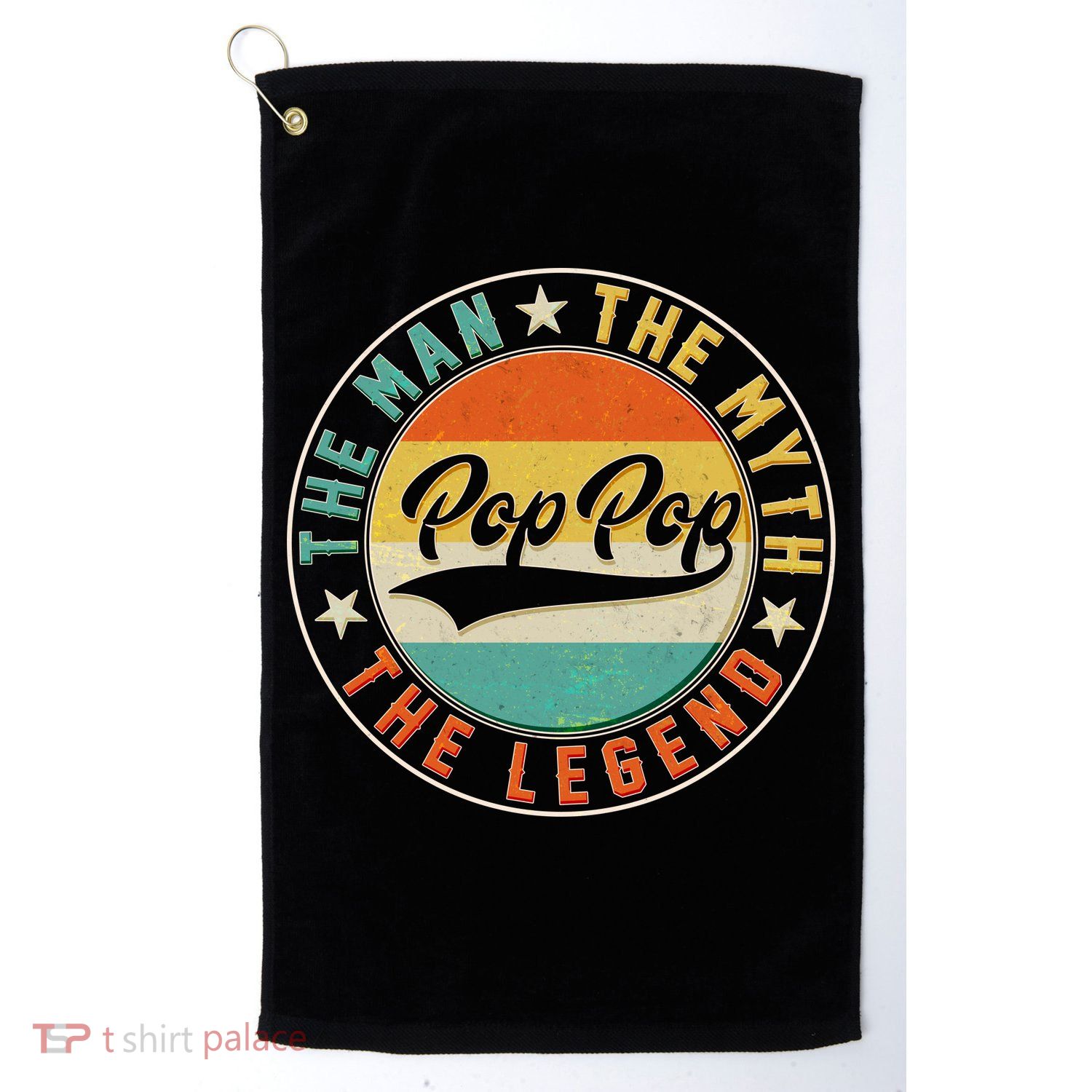 Pop Pop Vintage The Man Myth Legend Emblem Golf Towel