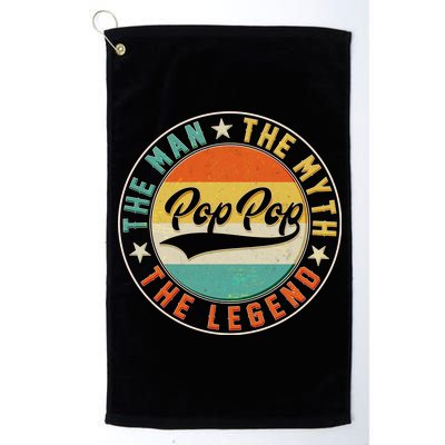 Pop Pop Vintage The Man Myth Legend Emblem Platinum Collection Golf Towel