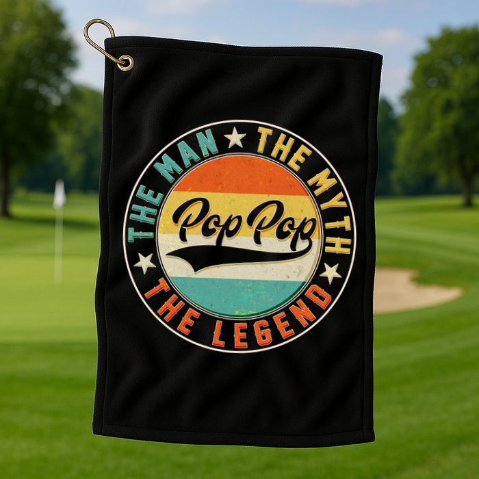 Pop Pop Vintage The Man Myth Legend Emblem Golf Towel