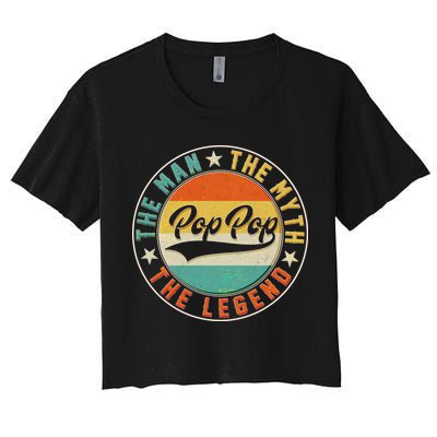 Pop Pop Vintage The Man Myth Legend Emblem Crop Top