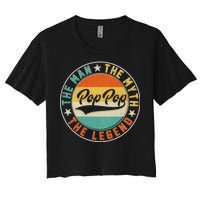 Pop Pop Vintage The Man Myth Legend Emblem Women's Crop Top Tee