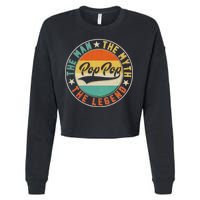 Pop Pop Vintage The Man Myth Legend Emblem Cropped Pullover Crew