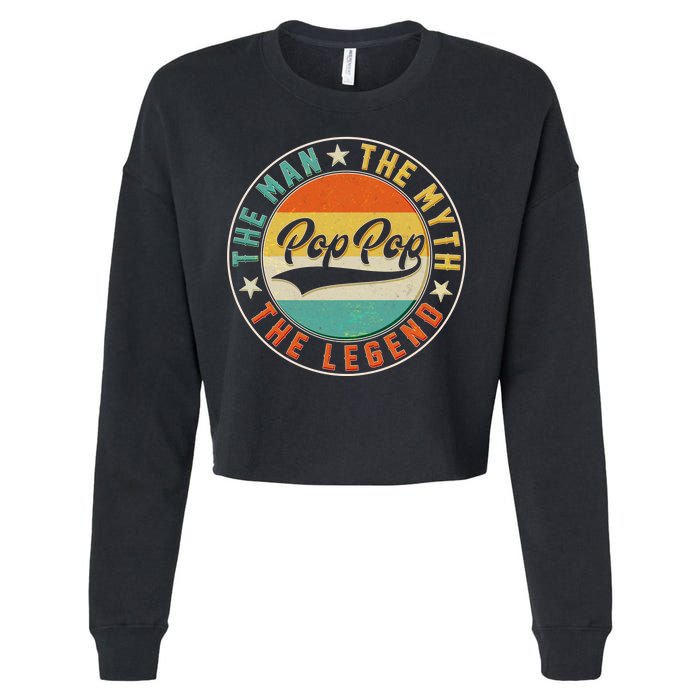 Pop Pop Vintage The Man Myth Legend Emblem Cropped Pullover Crew