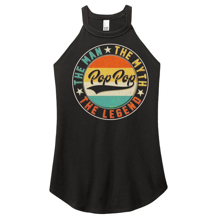 Pop Pop Vintage The Man Myth Legend Emblem Women's Perfect Tri Rocker Tank