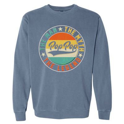 Pop Pop Vintage The Man Myth Legend Emblem Garment-Dyed Sweatshirt