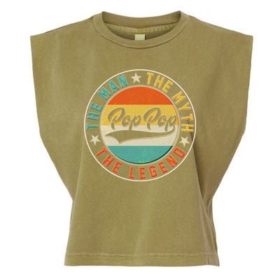 Pop Pop Vintage The Man Myth Legend Emblem Garment-Dyed Women's Muscle Tee