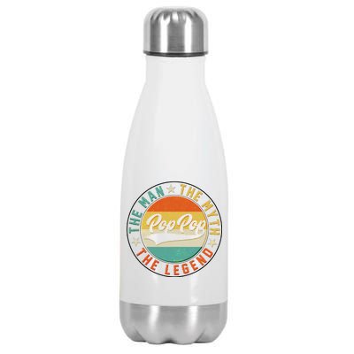 Pop Pop Vintage The Man Myth Legend Emblem Stainless Steel Insulated Water Bottle