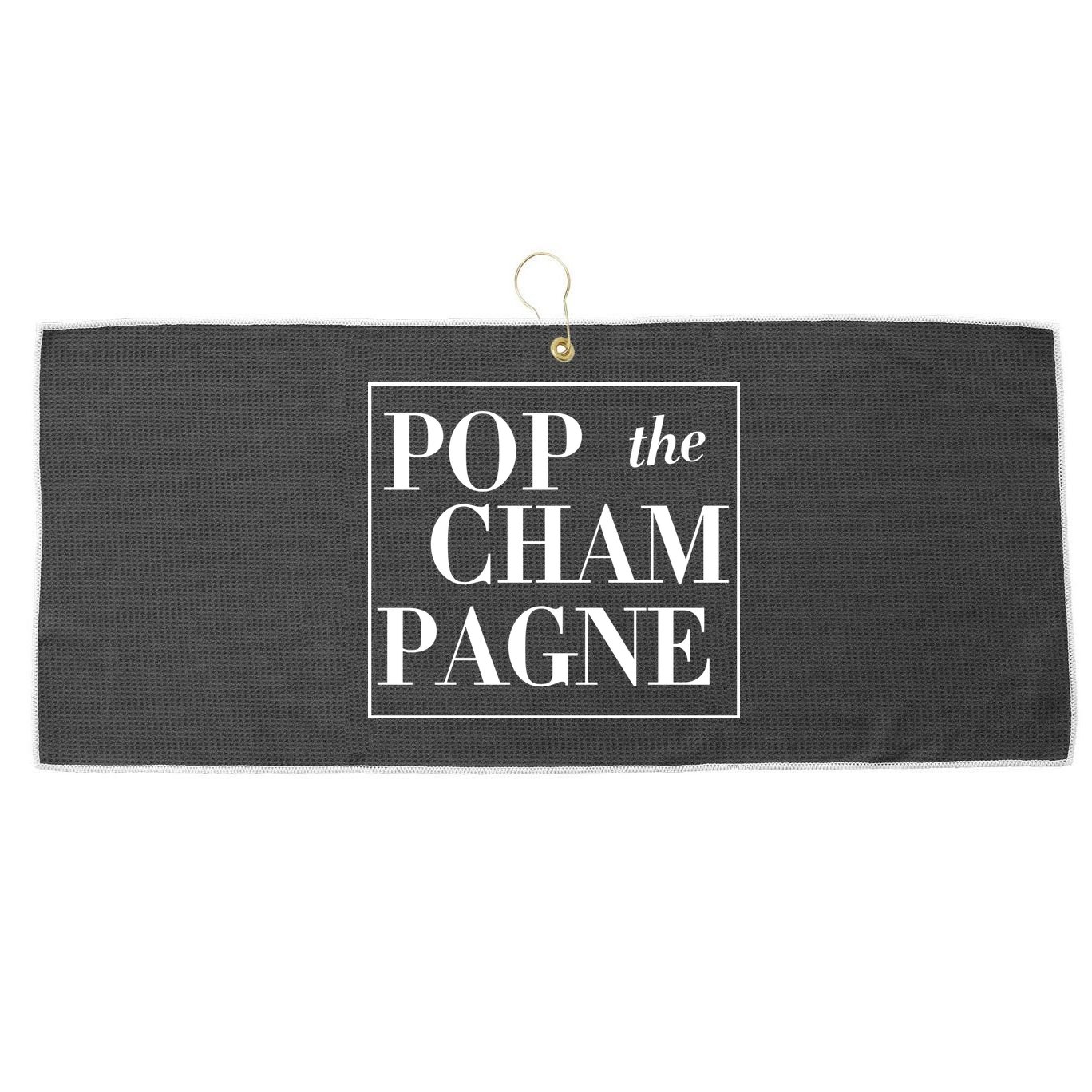 Pop The Champagne  Large Microfiber Waffle Golf Towel