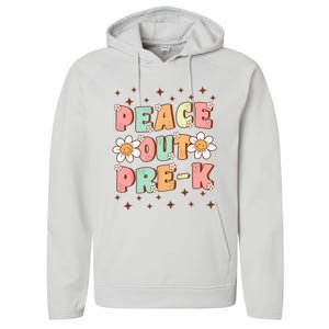 Peace Out Pre-K Cute Groovy Last Day of Preschool Graduation Performance Fleece Hoodie