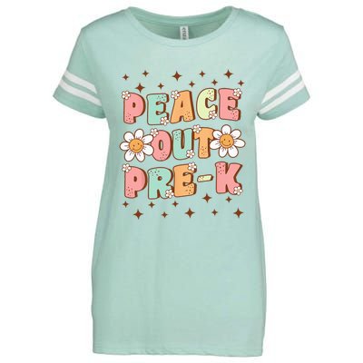 Peace Out Pre-K Cute Groovy Last Day of Preschool Graduation Enza Ladies Jersey Football T-Shirt