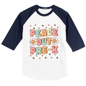 Peace Out Pre-K Cute Groovy Last Day of Preschool Graduation Baseball Sleeve Shirt