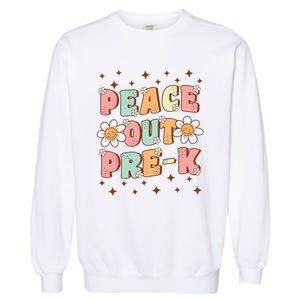 Peace Out Pre-K Cute Groovy Last Day of Preschool Graduation Garment-Dyed Sweatshirt