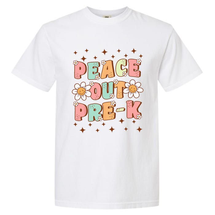 Peace Out Pre-K Cute Groovy Last Day of Preschool Graduation Garment-Dyed Heavyweight T-Shirt