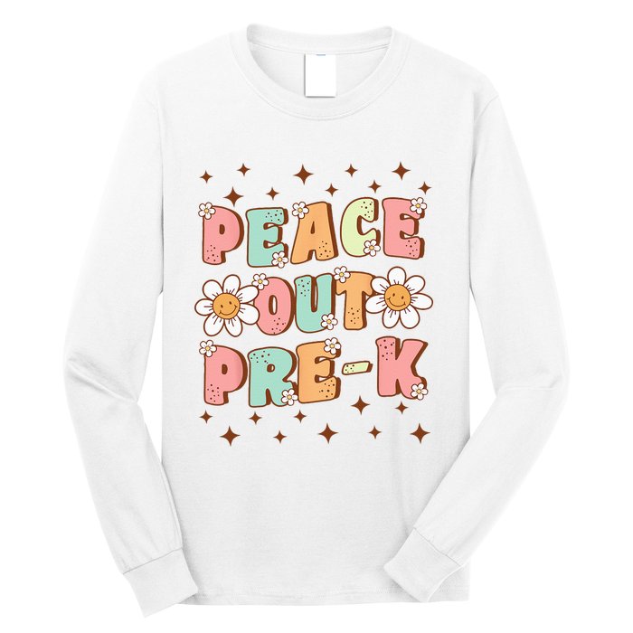 Peace Out Pre-K Cute Groovy Last Day of Preschool Graduation Long Sleeve Shirt