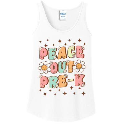 Peace Out Pre-K Cute Groovy Last Day of Preschool Graduation Ladies Essential Tank