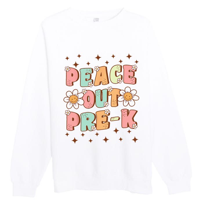 Peace Out Pre-K Cute Groovy Last Day of Preschool Graduation Premium Crewneck Sweatshirt