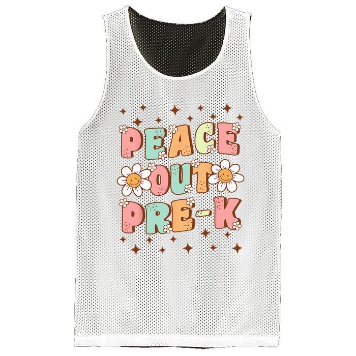 Peace Out Pre-K Cute Groovy Last Day of Preschool Graduation Mesh Reversible Basketball Jersey Tank