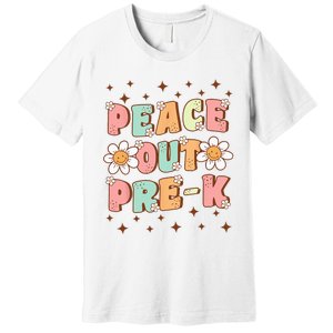 Peace Out Pre-K Cute Groovy Last Day of Preschool Graduation Premium T-Shirt