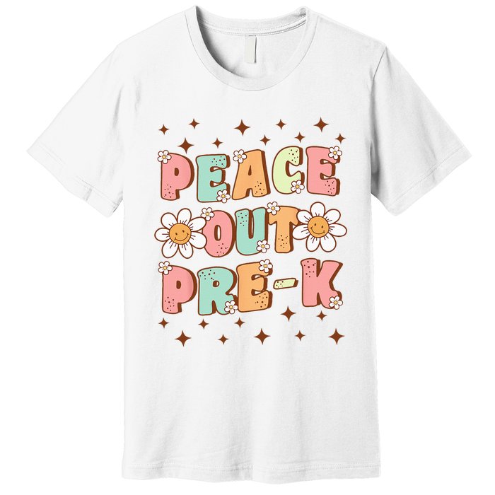 Peace Out Pre-K Cute Groovy Last Day of Preschool Graduation Premium T-Shirt