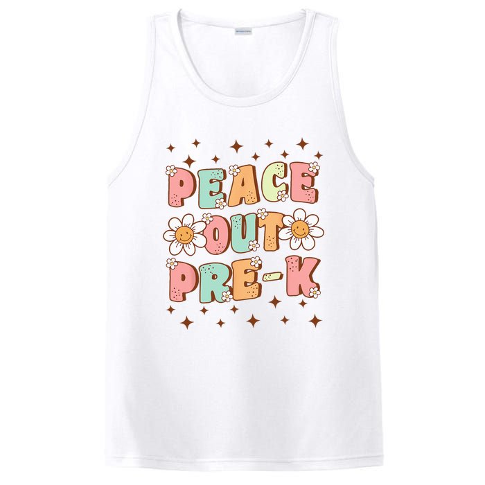 Peace Out Pre-K Cute Groovy Last Day of Preschool Graduation PosiCharge Competitor Tank